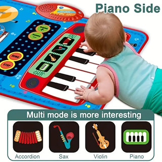 Thảm Nhạc 2 Trong 1 Hình Đàn Piano Với 2 Gậy Đánh Trống Cho Bé 1 / 2 / 3 Tuổi