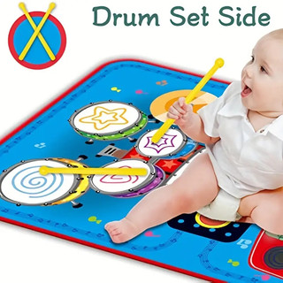 Thảm Nhạc 2 Trong 1 Hình Đàn Piano Với 2 Gậy Đánh Trống Cho Bé 1 / 2 / 3 Tuổi