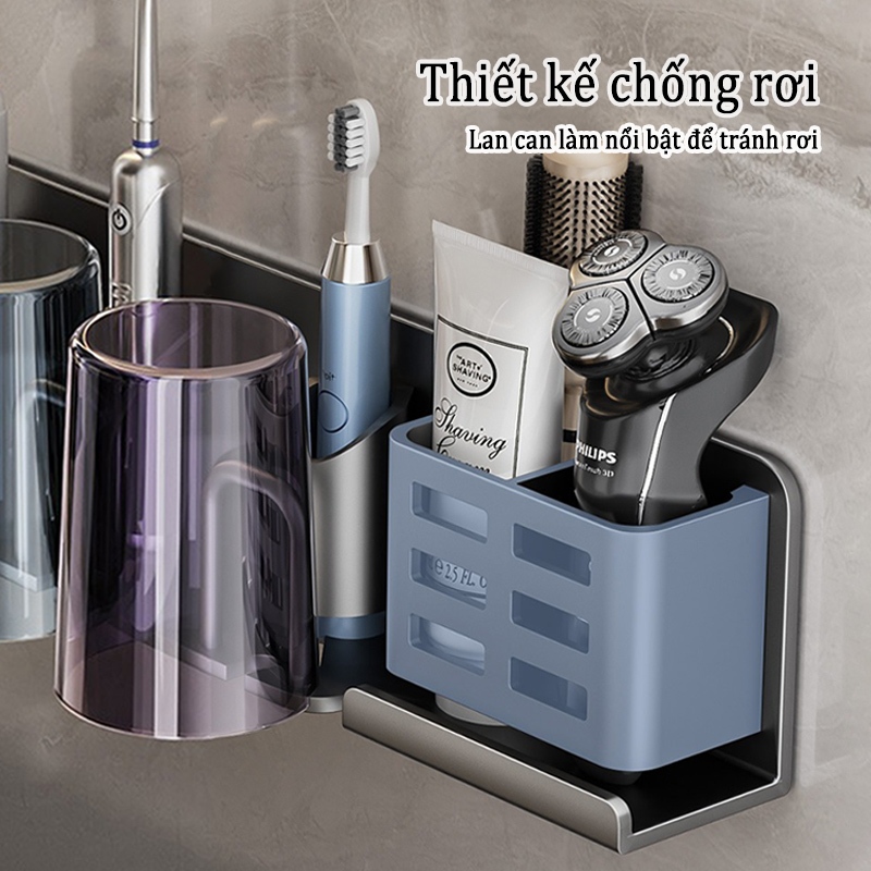Ảnh Meidoo Giá Đỡ Bàn Chải Đánh Răng Điện Bằng Nhôm Không Đục Lỗ Đa Năng Tiện Dụng 4