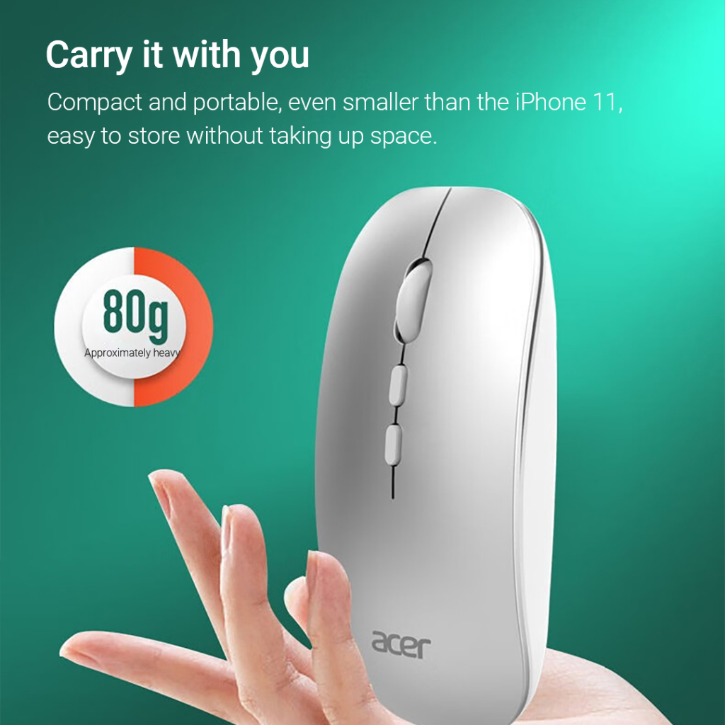Chuột Bluetooth Không Dây Acer OMR050 2.4GHz / Bluetooth 3.0 / 5.0 Cho Win 7 / 8 / 10 Android Và iOS 13 - ảnh 9