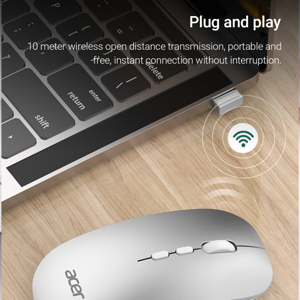 Chuột Bluetooth Không Dây Acer OMR050 2.4GHz / Bluetooth 3.0 / 5.0 Cho Win 7 / 8 / 10 Android Và iOS 13 - ảnh 8