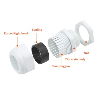 1 / 2 / 5 / 10 Chiếc Cáp Chống Thấm Nước Đầu Vào Cáp IP68 PG7 Cho 3-6.5mm PG9 PG11 PG13.5 PG16 PG19-PG48 Đầu Nối Nhựa Nylon Đen Trắng