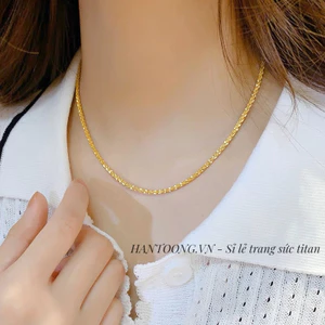 Dây chuyền nữ bằng titan cao cấp không gỉ mạ vàng 24k thiết kế trơn ánh kim lấp lánh thời trang tinh tế nhẹ nhàng