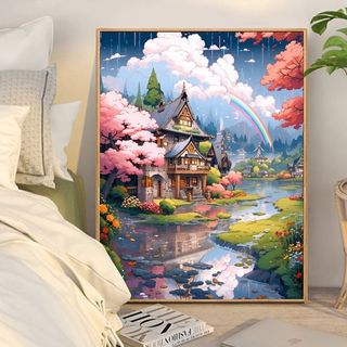 MOZI✨thị trấn cổ tích 40*50cm tranh tô màu theo số tranh sơn dầu số hoá tranh số hóa tranh tô màu số hoá tranh số hoá theo yêu cầu sơn acrylic  tranh sơn dầu số hoá tranh số hóa gamTranh Sơn Dầu Vẽ Tay Họa Tiết Phong Cảnh Hoạ