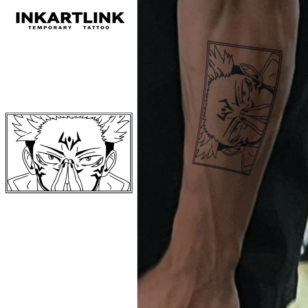 Jujutsu Kaisen Ryomen Sukuna miếng dán hình xăm tạm thời, hình xăm ma