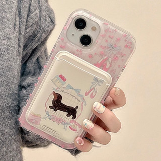 Ốp Điện Thoại Kiêm Ví Họa Tiết Hoạt Hình Màu Trắng Dễ Thương Cho iPhone 15 14 13 12 11 Pro Xs Max X Xr