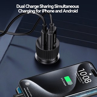 Cốc Sạc Nhanh Hai Cổng USB 48W 4.0 3.0 Cho iPhone Samsung QC Dùng Trong Xe Hơi