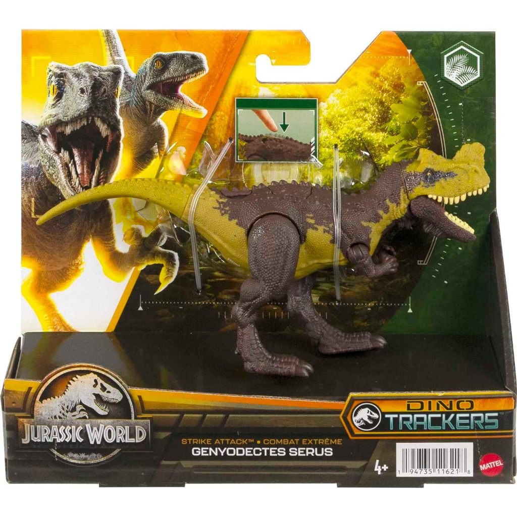 Jurassic World Strike Attack Dinosaur Figure Genyodectes with Movable Joints & Single Strike Feature, Toy with Physical & Digital Play HLN65 Mô Hình Đồ Chơi Khủng Long Jurassic World Strike Có Khớp Cử Động HLN65