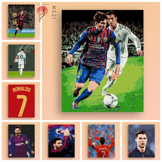 MOZI✨Cúp thế giới Qatar ngôi sao Messi tranh số hóa tranh tô màu theo sốtranh tô màu số hoá theo yêu cầu sơn dầu tô màu theo sốmàu sắc theo kích thước40*50CM Tranh Sơn Dầu Acrylic Hình Cầu Thủ Bóng Cầu Thủ Messi