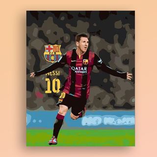 MOZI✨Cúp thế giới Qatar ngôi sao Messi tranh số hóa tranh tô màu theo sốtranh tô màu số hoá theo yêu cầu sơn dầu tô màu theo sốmàu sắc theo kích thước40*50CM Tranh Sơn Dầu Acrylic Hình Cầu Thủ Bóng Cầu Thủ Messi