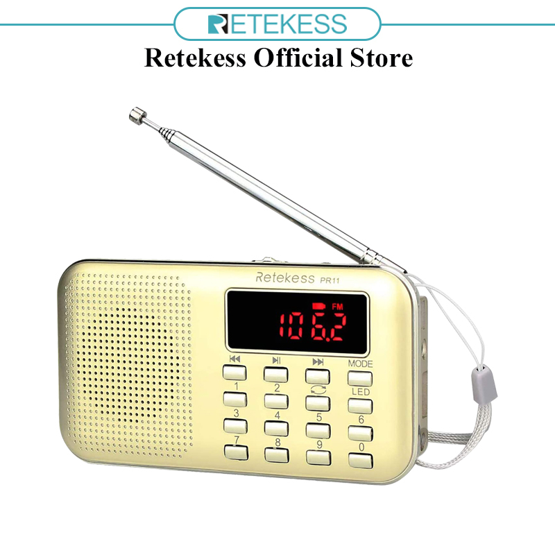 Ảnh Radio Kỹ Thuật Số Retekess PR11 FM AM Kèm Máy Nghe Nhạc MP3 Màu Đỏ Hoặc Vàng Kèm Màn Hình Hiển Thị 1