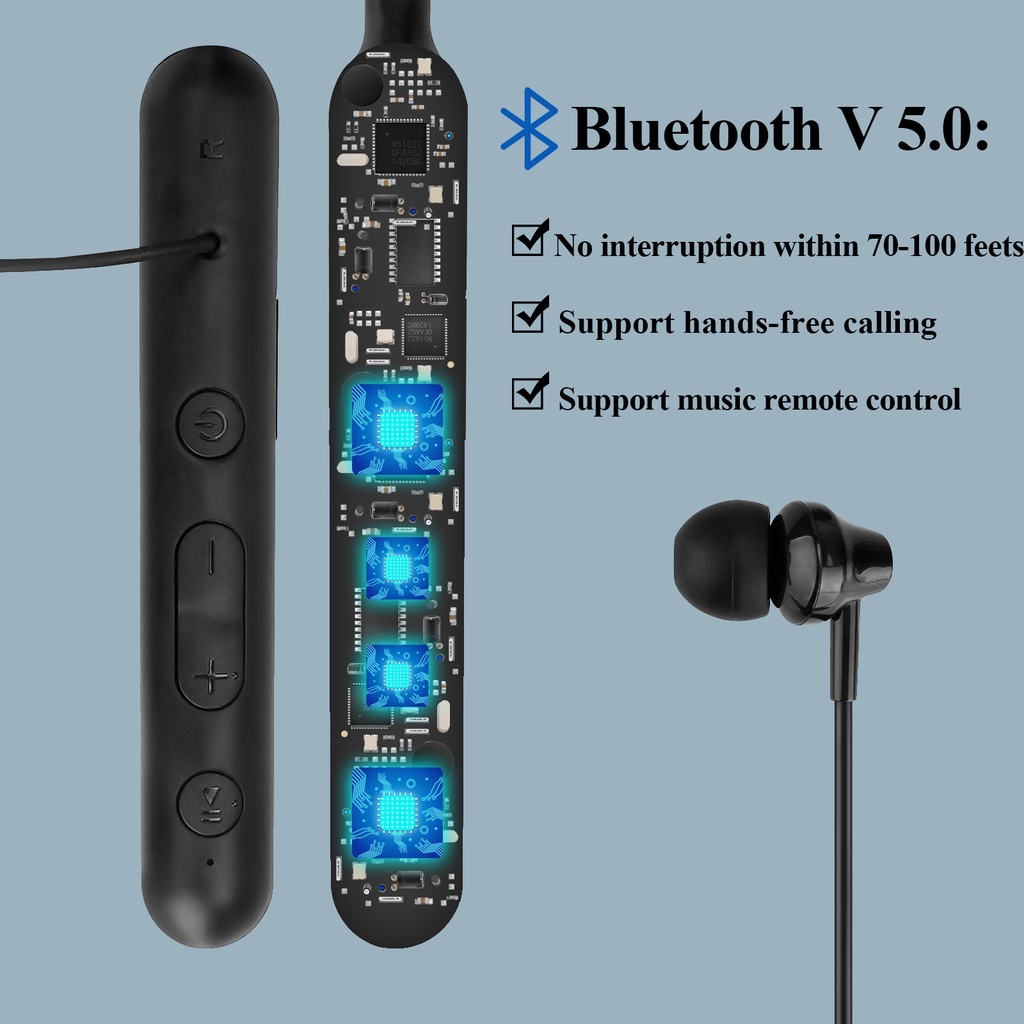 Ảnh Tai Nghe Bluetooth Retekess TR108 FM Đeo Cổ Hỗ Trợ Đài FM Có Thể Sạc Lại Và Hiển Thị Kỹ Thuật Số Dùng Khi Đi Bộ 3
