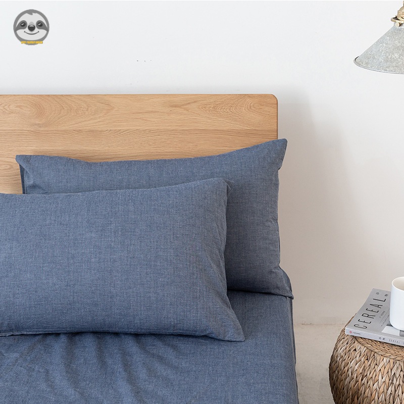 Bộ 2 Vỏ Gối Cotton / Vỏ Gối Kẻ Sọc Caro Màu Sắc Tinh Khiết Phong Cách Muji Nhật Bản