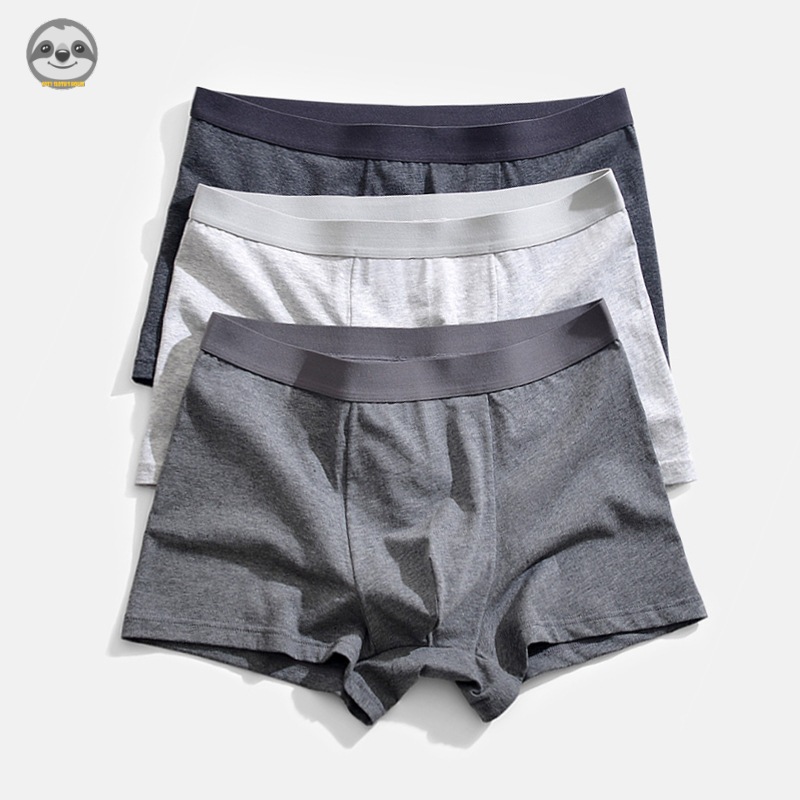 [2 Gói] Phong cách Nhật Bản Muji / 50 Quần lót Cotton đế dài nam / Quần lót Boxer màu trơn / Quần lót Boxer thoáng khí thấm mồ hôi
