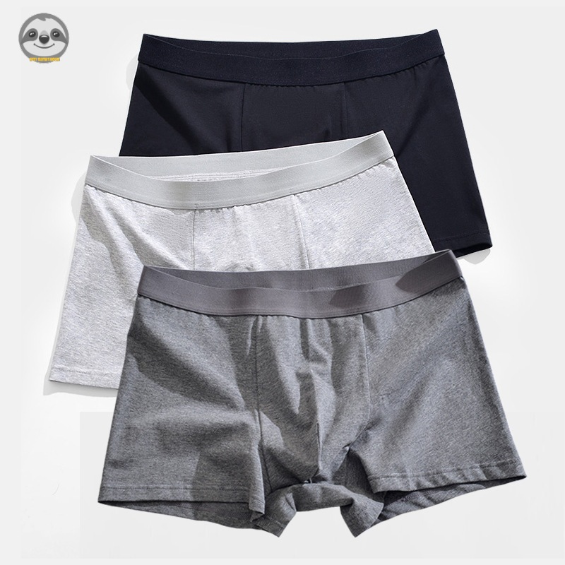 [2 Gói] Phong cách Nhật Bản Muji / 50 Quần lót Cotton đế dài nam / Quần lót Boxer màu trơn / Quần lót Boxer thoáng khí thấm mồ hôi