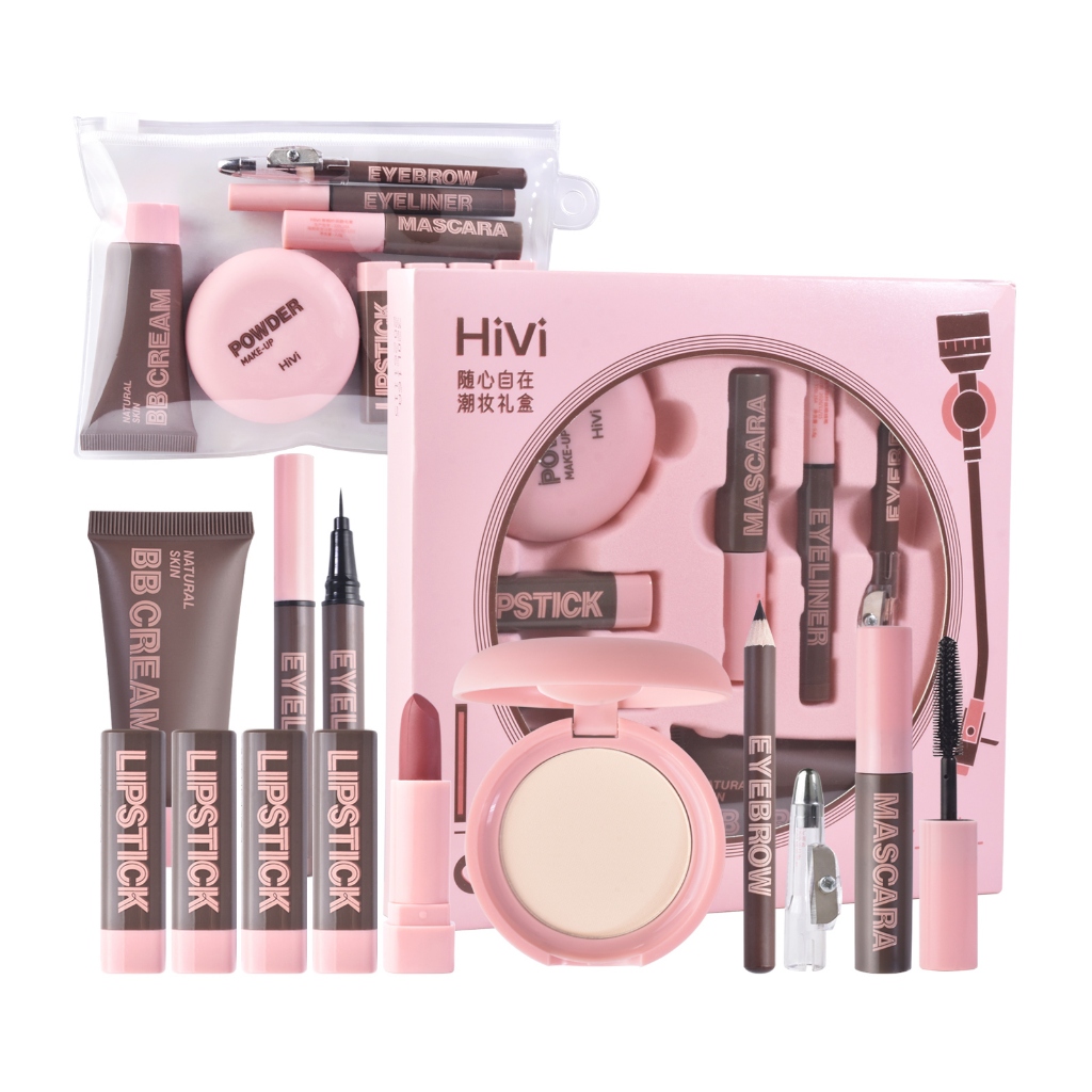 Ảnh Bộ Mỹ Phẩm Lamuseland Gồm Son Môi + Bút Kẻ Mắt + Mascara + Kem BB + Phấn Phủ + Túi 1