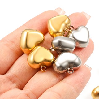 18k Vàng Đánh Bóng Thép Không Gỉ Rỗng Hình Trái Tim Mặt Dây Chuyền DIY Trang Sức Phụ Kiện Thời Trang