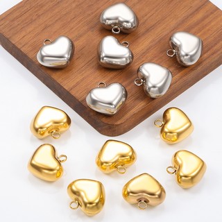 18k Vàng Đánh Bóng Thép Không Gỉ Rỗng Hình Trái Tim Mặt Dây Chuyền DIY Trang Sức Phụ Kiện Thời Trang