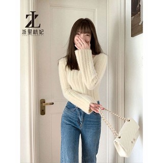 Áo sweater Dệt Kim Cổ Vuông Tay Dài Dáng Ôm Thời Trang Thu Đông Cho Nữ Áo Croptop Áo Len (40-65Kg)