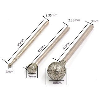 5 Chiếc Hình Cầu Kim Cương Mài Điểm Bóng 2.35mm / 3mm Shank 100 Grit F Kim Hình Cầu Đầu Tròn Emery Mài Kim Đường Kính 0.5mm-12mm