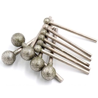 5 Chiếc Hình Cầu Kim Cương Mài Điểm Bóng 2.35mm / 3mm Shank 100 Grit F Kim Hình Cầu Đầu Tròn Emery Mài Kim Đường Kính 0.5mm-12mm