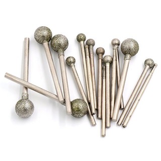 5 Chiếc Hình Cầu Kim Cương Mài Điểm Bóng 2.35mm / 3mm Shank 100 Grit F Kim Hình Cầu Đầu Tròn Emery Mài Kim Đường Kính 0.5mm-12mm