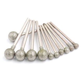 2 / 5 Chiếc 3-10mm Hình Cầu Kim Cương Điểm Mài Bóng 60 Grit F Kim Đầu Tròn Emery Mài Kim 2.35mm / 3mm Shank