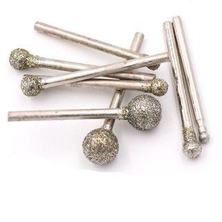 2 / 5 Chiếc 3-10mm Hình Cầu Kim Cương Điểm Mài Bóng 60 Grit F Kim Đầu Tròn Emery Mài Kim 2.35mm / 3mm Shank