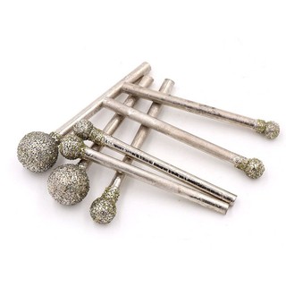 2 / 5 Chiếc 3-10mm Hình Cầu Kim Cương Điểm Mài Bóng 60 Grit F Kim Đầu Tròn Emery Mài Kim 2.35mm / 3mm Shank