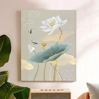 MOZI✨ao sen sen tranh tô màu theo số tranh số hóa bức tranh kỹ thuật số hoa Những bông hoa đẹp của sơn dầu kỹ thuật số tranh tô màu theo yêu 40*50CM Tranh Sơn Dầu Vẽ Tay Hình Hoa Sen / Hồ Sen Bằng Acrylic