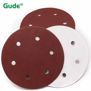 Đĩa chà nhám 6 lỗ 5 Inch / 6 Inch / 9 Inch 40-2000 Grit Flocking Giấy nhám quỹ đạo Móc và vòng Giấy cát oxit nhôm
