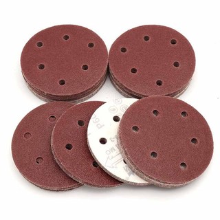 Đĩa chà nhám 6 lỗ 5 Inch / 6 Inch / 9 Inch 40-2000 Grit Flocking Giấy nhám quỹ đạo Móc và vòng Giấy cát oxit nhôm