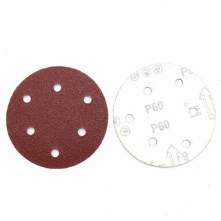 Đĩa chà nhám 6 lỗ 5 Inch / 6 Inch / 9 Inch 40-2000 Grit Flocking Giấy nhám quỹ đạo Móc và vòng Giấy cát oxit nhôm