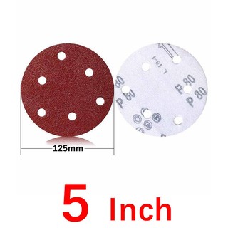 Đĩa chà nhám 6 lỗ 5 Inch / 6 Inch / 9 Inch 40-2000 Grit Flocking Giấy nhám quỹ đạo Móc và vòng Giấy cát oxit nhôm