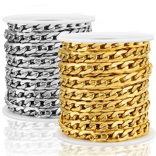 18K Vàng Thép Không Gỉ NK 1: 1 / 3: 1 Cuba Dây Xích Trang Sức Làm Chất Liệu DIY Vòng Tay Vòng Cổ Rolo Dây Xích