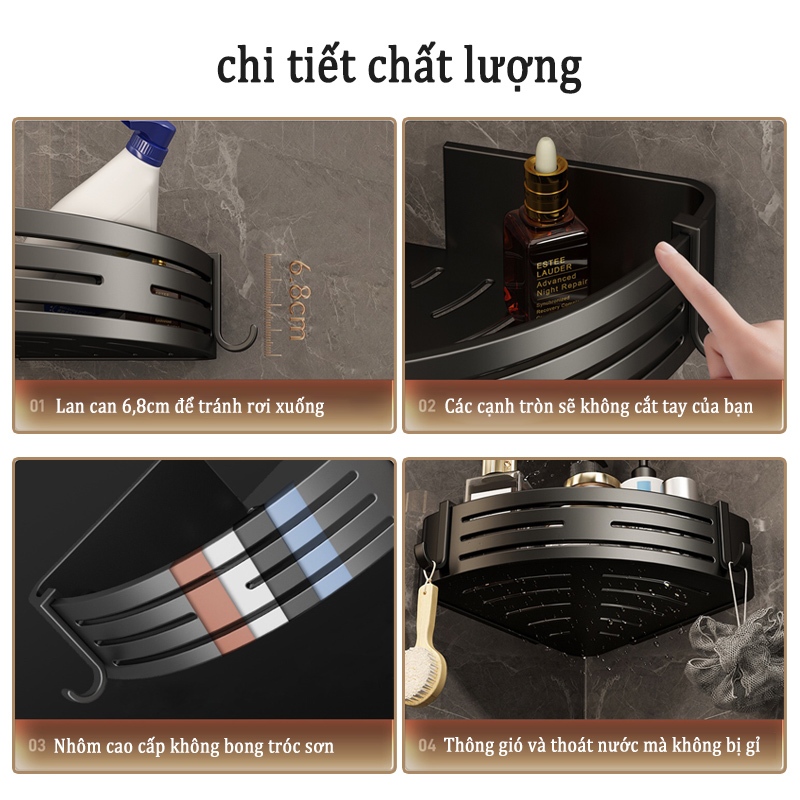 Ảnh MEIDOO Giỏ Đựng Đồ Hình Tam Giác Gắn Góc Tường Nhà Tắm Tiện Dụng Giá để sữa tắm 3
