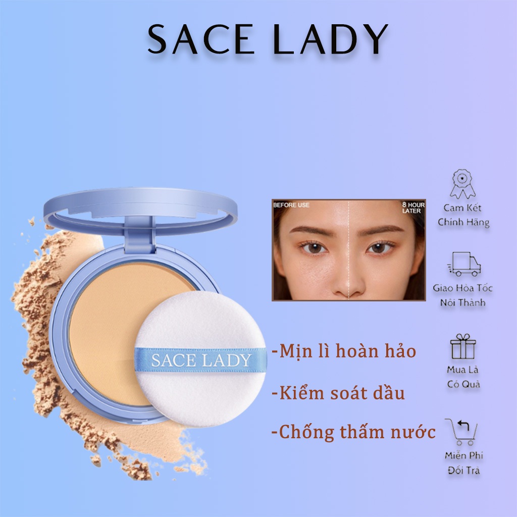 Phấn Phủ Dạng Nén Sace Lady Concealer Loose Powder Matte Lâu Trôi Kháng Nước Kiềm Dầu Shopee