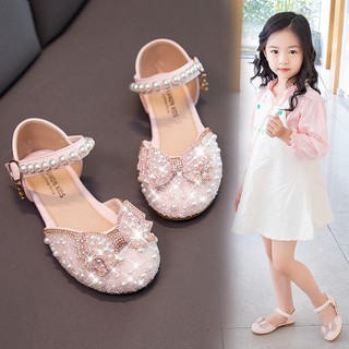 Giày Sandal Phong Cách Phương Tây Trẻ Em Mùa Hè Nơ Ngọc Trai Giày Bé Gái