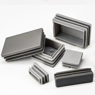 Vuông Nhựa Màu Xám Trống Cuối Mũ Nội Thất Chân Ống Ống Chèn Phích Cắm Bug Trang Trí Bụi 16x16mm-50x100mm