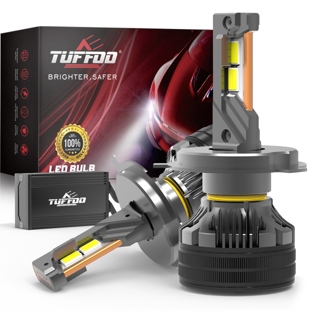 TUFFOO 2 Bóng Đèn Pha LED 150W 30000LM H7 H4 H11 9005 9006 HB3 HB4 HIR2 D2H 4300K Ấm Vàng Trắng 6000K Trắng