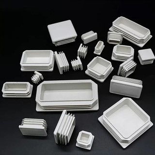 Vuông / Hình Chữ Nhật Nhựa Trắng Trống Cuối Mũ Nội Thất Chân Ống Ống Chèn Phích Cắm Bung Trang Trí Bụi 10x10mm-100x100mm / 10x20mm-50x100mm
