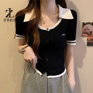 ZHELIHANGFEI Áo Sweater Cổ POLO Thiết Kế Mỏng Có Size Lớn Năng Động Thời Trang