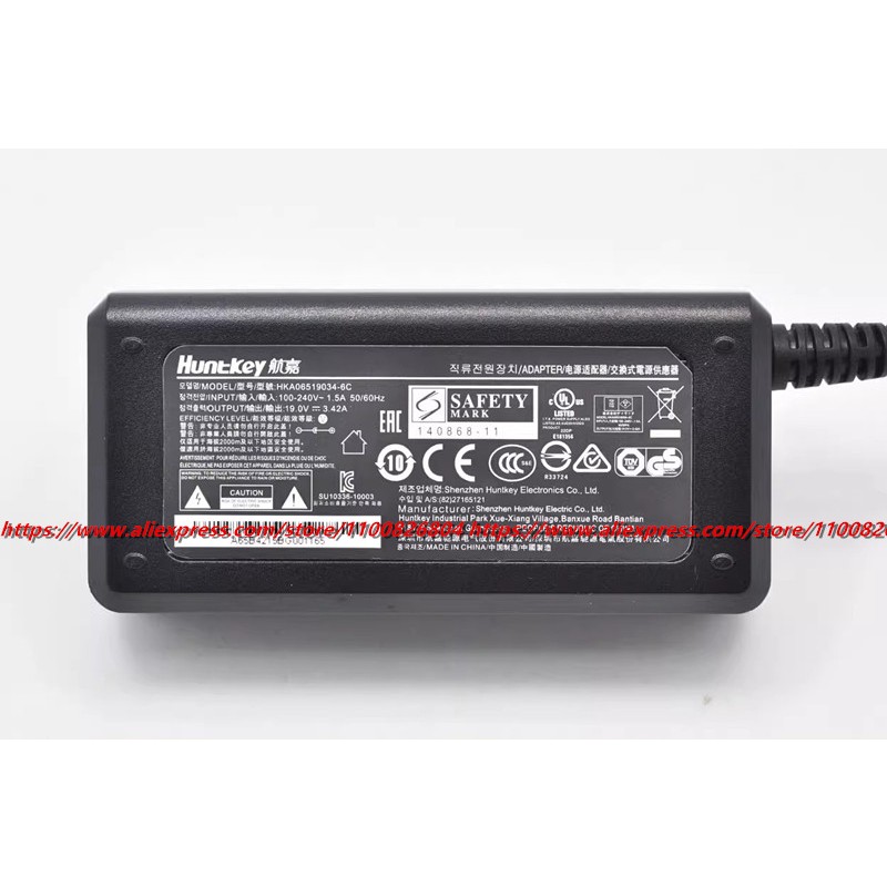 Huntkey 19V 3.42A 65W HKA06519034Bộ chuyển đổi AC DC -6K cho máy chiếu máy tính xách tay Intel NUC Bộ sạc nguồn HKA06519034-6C HKA06519034-6J