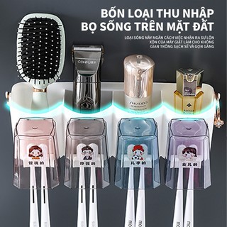 Leego Bộ Nhả Kem Đánh Răng 2/3/4 Cốc Kệ Treo Bàn Chải Đánh Răng kệ để đồ dán tường nhà tắm cốc đánh răng