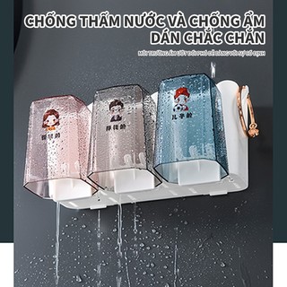 Leego Bộ Nhả Kem Đánh Răng 2/3/4 Cốc Kệ Treo Bàn Chải Đánh Răng kệ để đồ dán tường nhà tắm cốc đánh răng