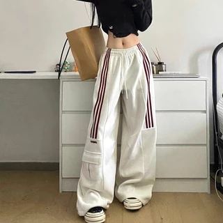 Honey-Honey❣️ Quần dài lưng cao ống rộng phong cách hip hop thể thao thời trang dành cho nữ