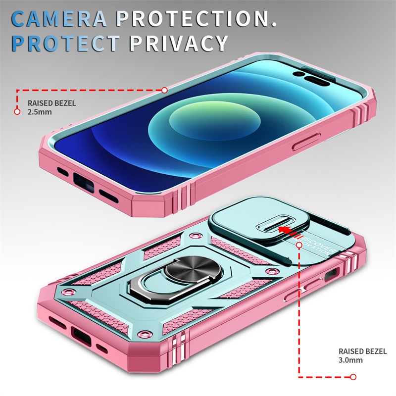 Ốp điện thoại chống sốc giáp dày 3 trong 1 có cửa sổ trượt Bảo vệ Camera với giá đỡ kim loại Thích hợp cho iphone 6 6s 7 8 Plus X Xr Xs Max Se 2 3 2020 2022