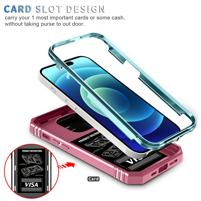 Ốp điện thoại chống sốc giáp dày 3 trong 1 có cửa sổ trượt Bảo vệ Camera với giá đỡ kim loại Thích hợp cho iphone 6 6s 7 8 Plus X Xr Xs Max Se 2 3 2020 2022