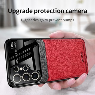 Ốp điện thoại bằng da trơn sang trọng dành cho Samsung Galaxy S25 Ultra S24 Ultra S24Plus S24 + S24Ultra S 24 Vỏ chống vân tay Vỏ kính Bảo vệ Camera Ốp điện thoại mềm chống sốc