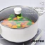 JEETEE Bộ nồi chảo 4 món tráng đá không dính có nắp đậy nấu ăn tiện dụng